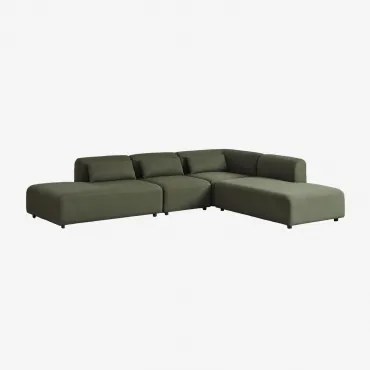 4-delige Modulaire Hoekbank Met Dubbele Chaise Longue Fogler Teddystof Currygeel - Sklum