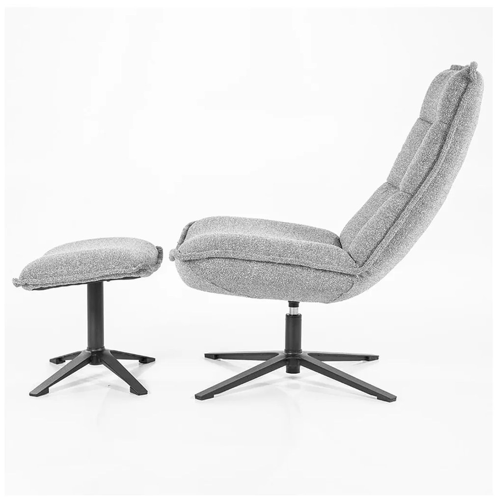 Eleonora Marcus Fauteuil Met Hocker Lichtgrijs Boucle