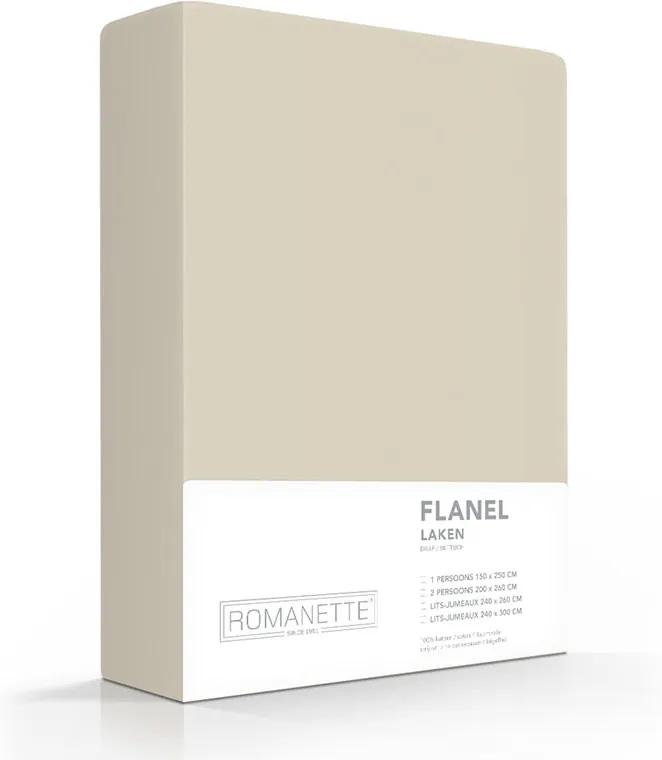 Romanette Laken Verwarmend Flanel - Zand 200 x 260 cm