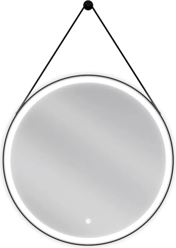 Mexen Reni verlichte badkamer spiegel, rond 70 cm, LED 6000K, antivermist, zwarte lijst - 9812-070-070-611-70
