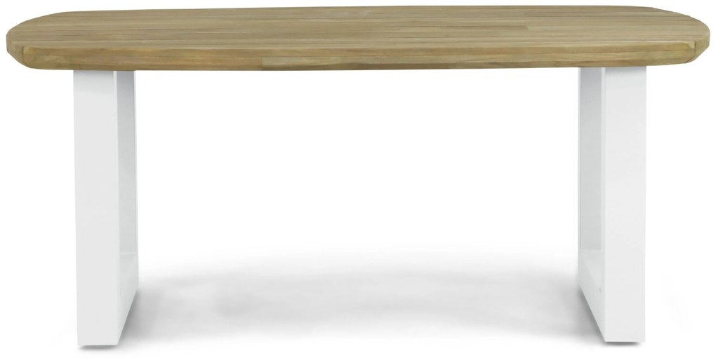 Dining Tuintafel rechthoekig 180 x 100 cm Aluminium/Teak Wit Falcon/Talai