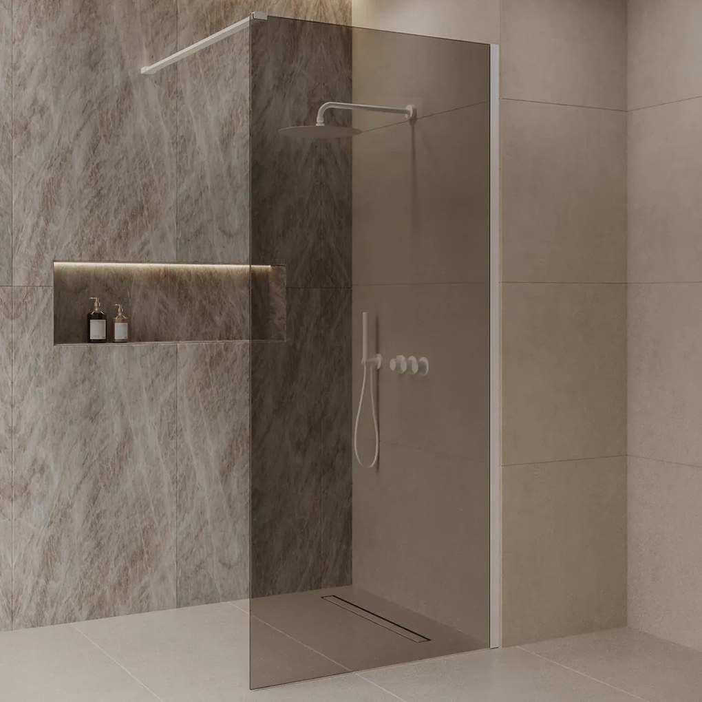 Best Design Dalis inloopdouche 100cm wit met mokka glas