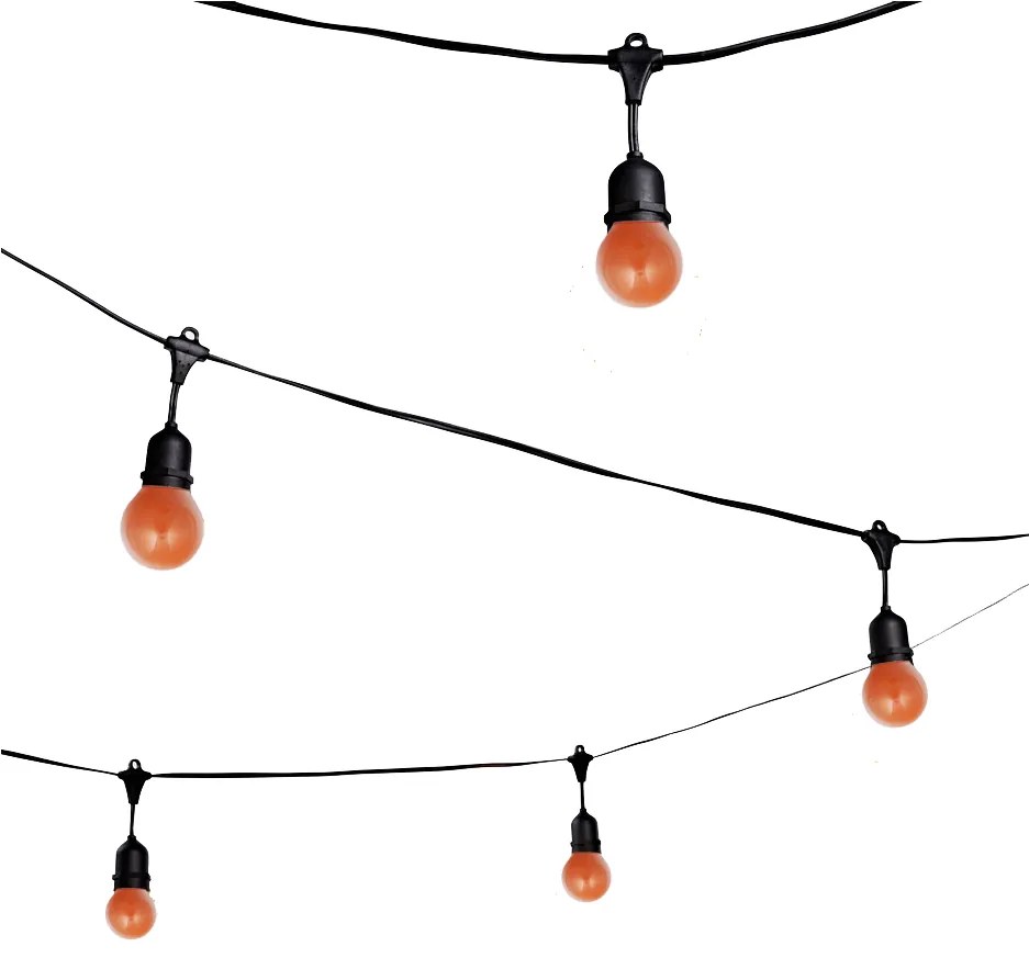 Lichtsnoer 10 Meter Inclusief 12x Oranje Kogellamp 15W Feestverlichting