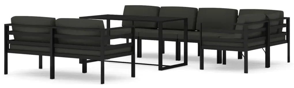vidaXL 8-delige Loungeset met kussens aluminium antracietkleurig