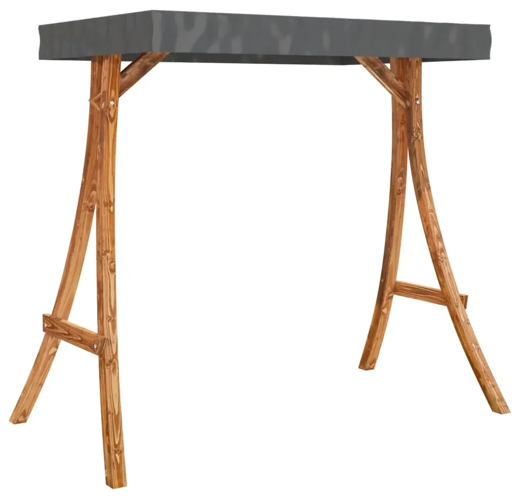 vidaXL Schommelframe met antracietkleur dak gebogen hout teakafwerking