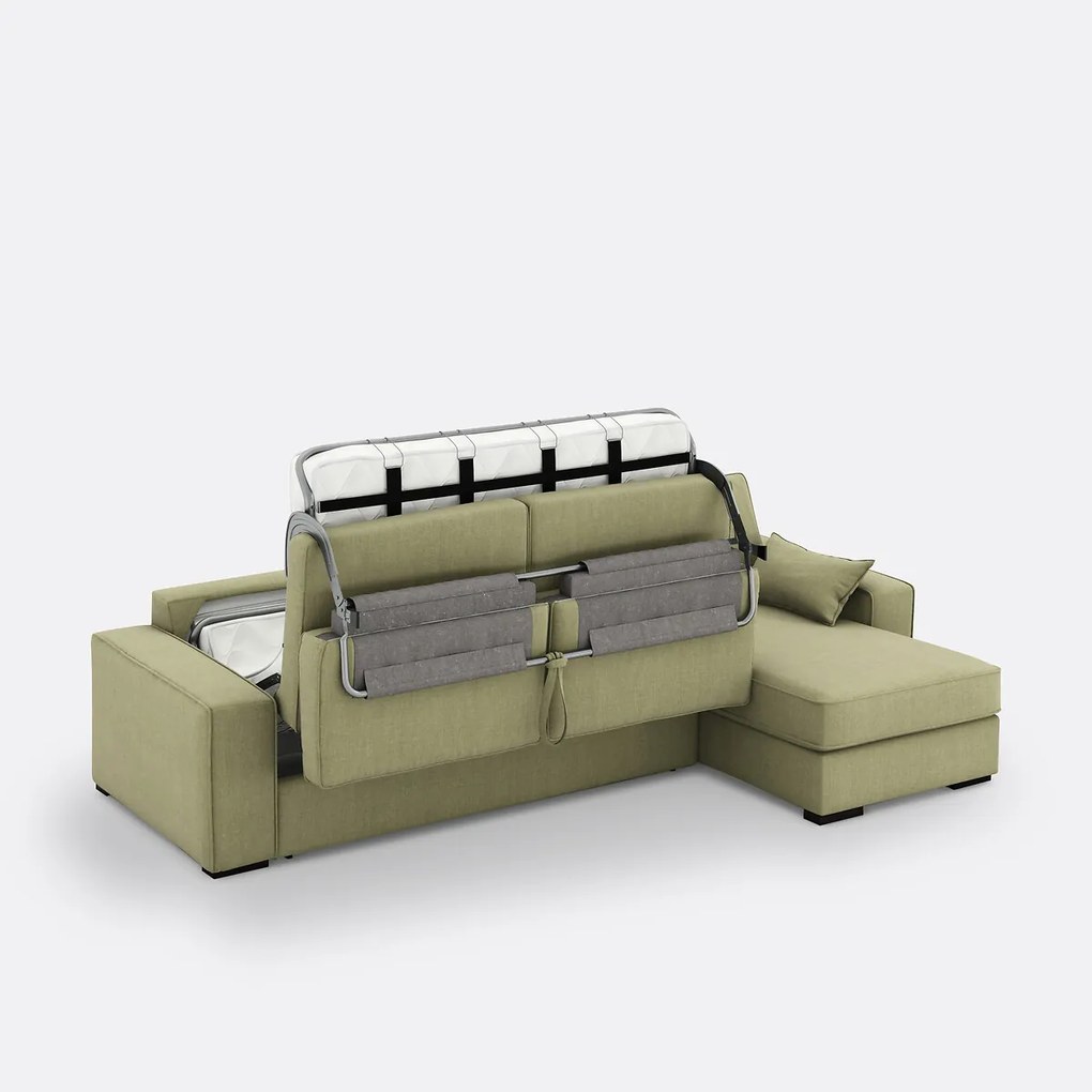 Hoekslaapbank van katoen en linnen Comfort Bultex® Cécilia