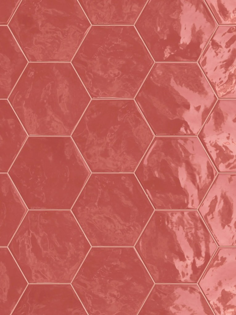 Wandtegel hexagon rood Terratinta Hexa 17x15cm cherry pie glans gerectificeerd