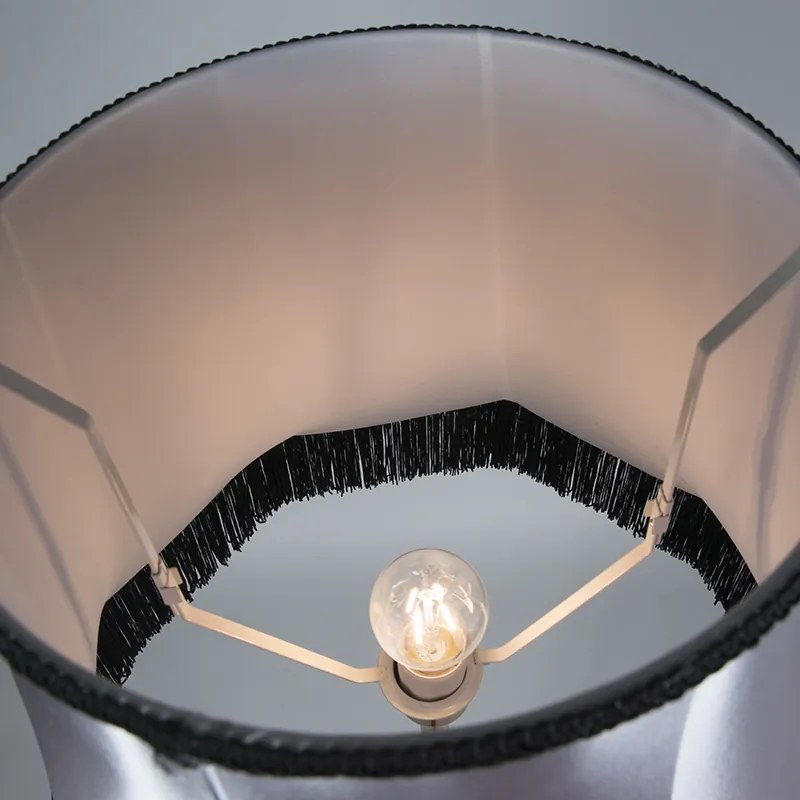 Vloerlamp messing met Granny B kap zwart-grijs 45 cm - Kaso