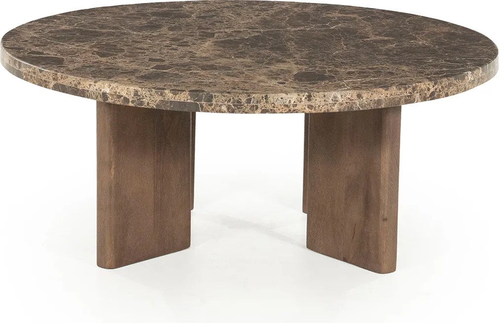 Ronde Salontafel Bruin Marmer 80 Cm - 80 X 80cm.