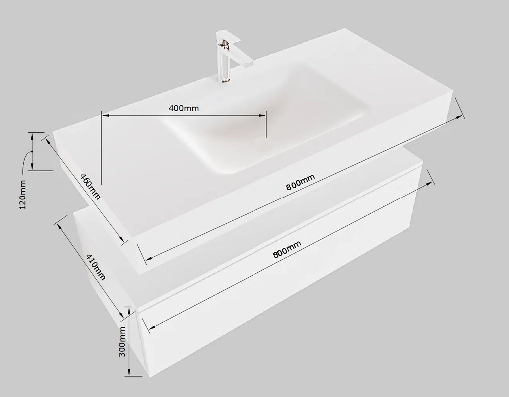Mondiaz Alan DLux badmeubel 80cm urban 1 lade met wastafel lava midden zonder kraangat