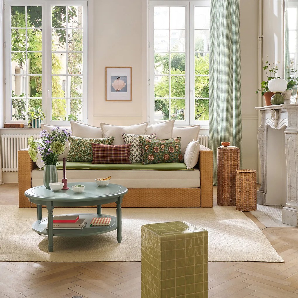 Set van 2 geschulpte rotan bijzettafels, Farito