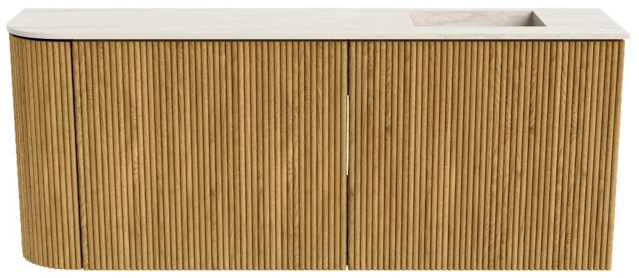 Mondiaz Joya DLux 100cm toiletmeubel ronding links oak met wastafel faye rechts zonder kraangat meli