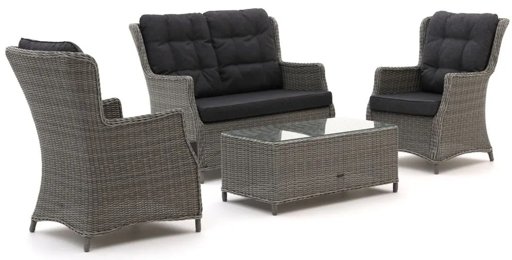 Stoel-bank loungeset Intenso  | 4 personen | Loungeset Grijs | Wicker (vlechtwerk) | Kees Smit Tuinmeubelen