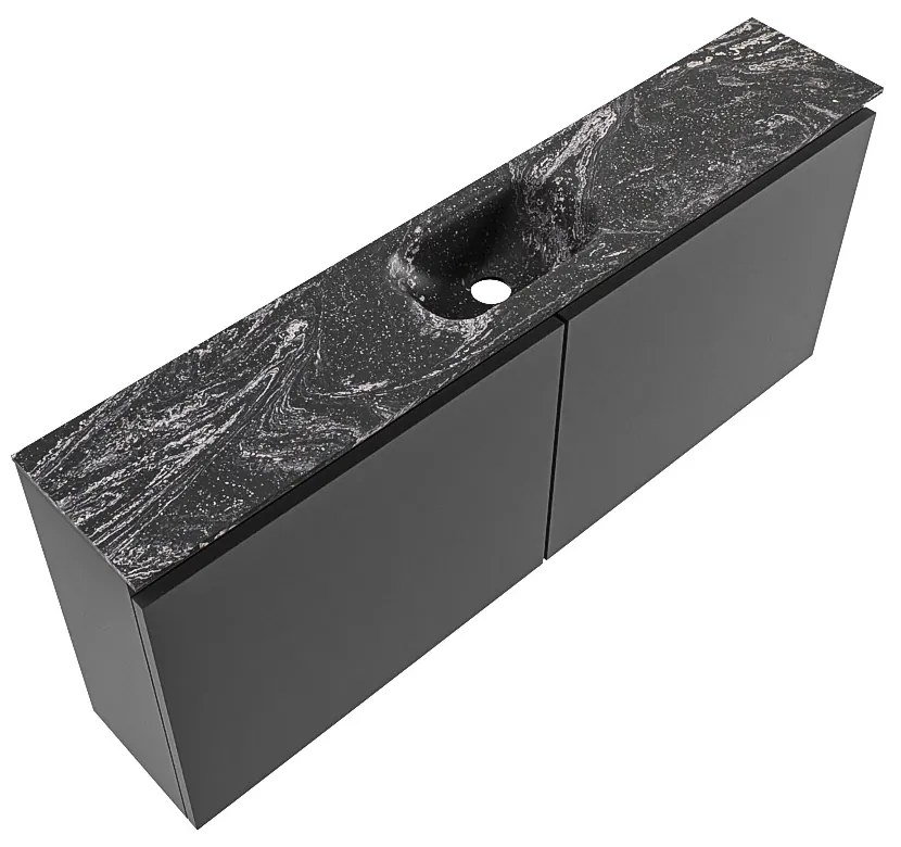 Mondiaz Ture DLux toiletmeubel 120cm dark grey met wastafel lava midden zonder kraangat