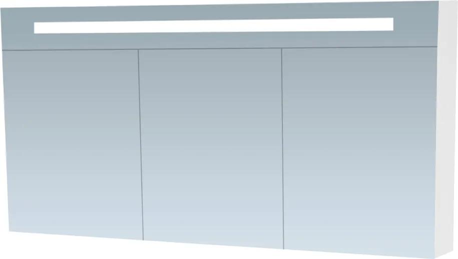Spiegelkast Delia 140x70x15cm MDF Mat Wit LED Verlichting Lichtschakelaar Stopcontact Binnen en Buiten Spiegel