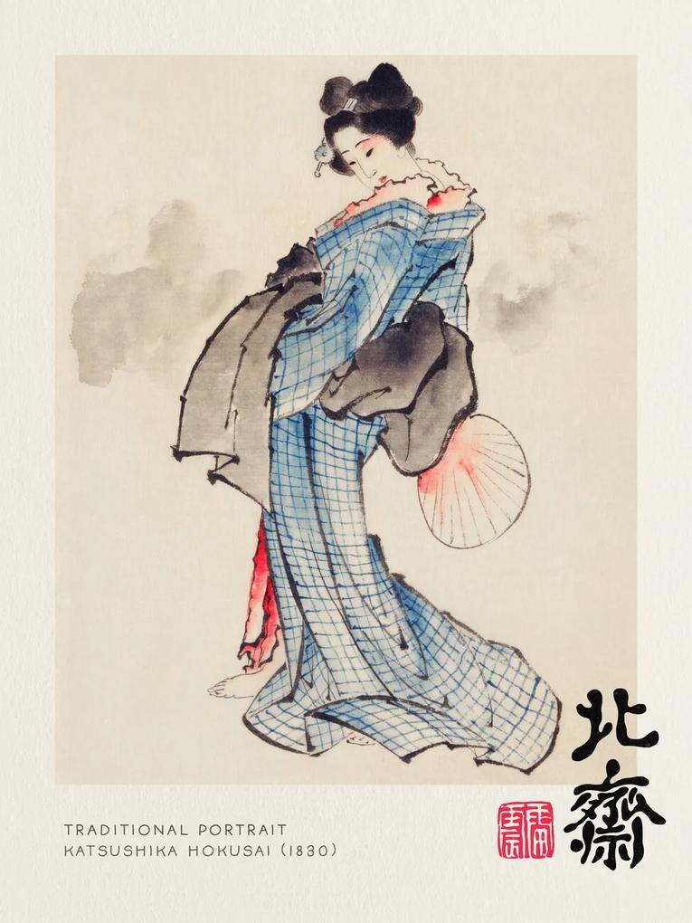 Kunstdruk Traditional Portrait - Katsushika Hokusai, (30 x 40 cm)