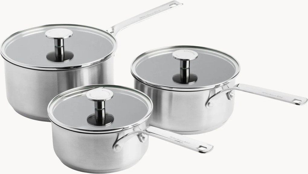 Kookpannen Classic van edelstaal met deksels, 6-delig