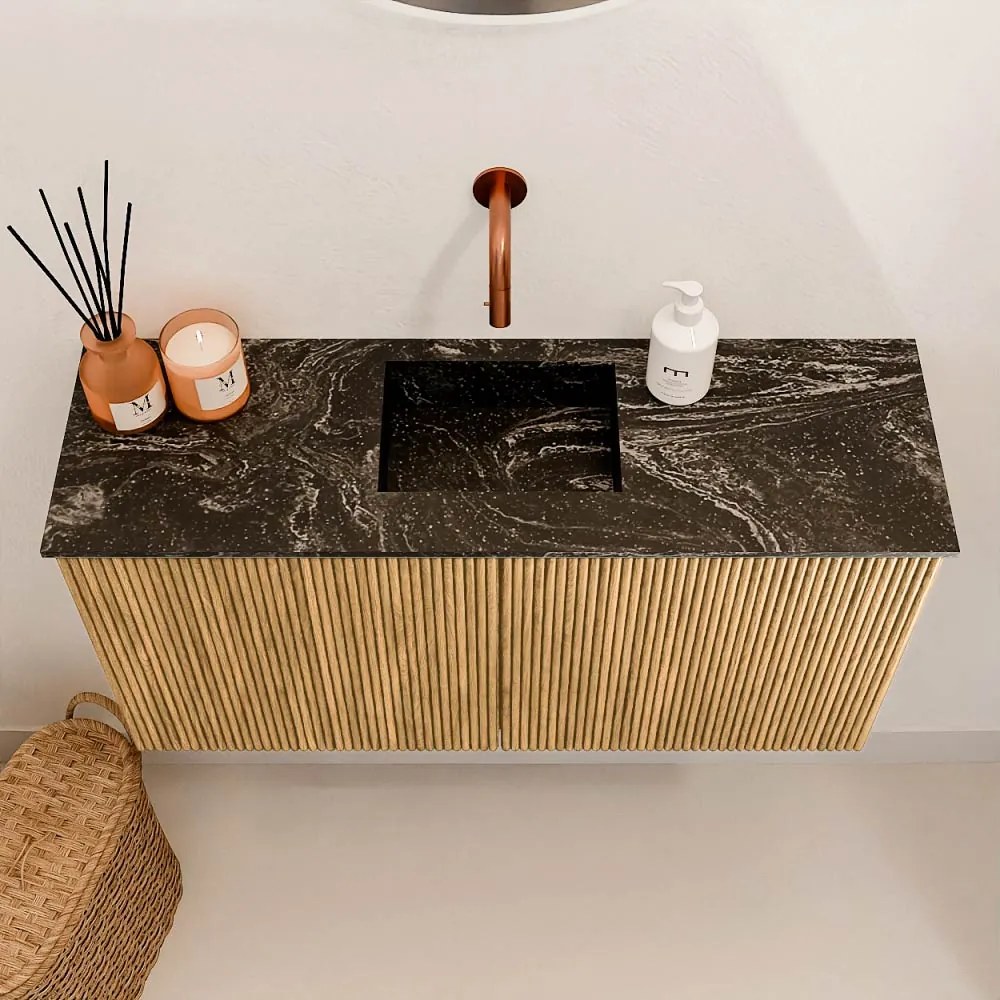 Mondiaz Joya DLux 80cm toiletmeubel oak met wastafel faye midden zonder kraangat lava
