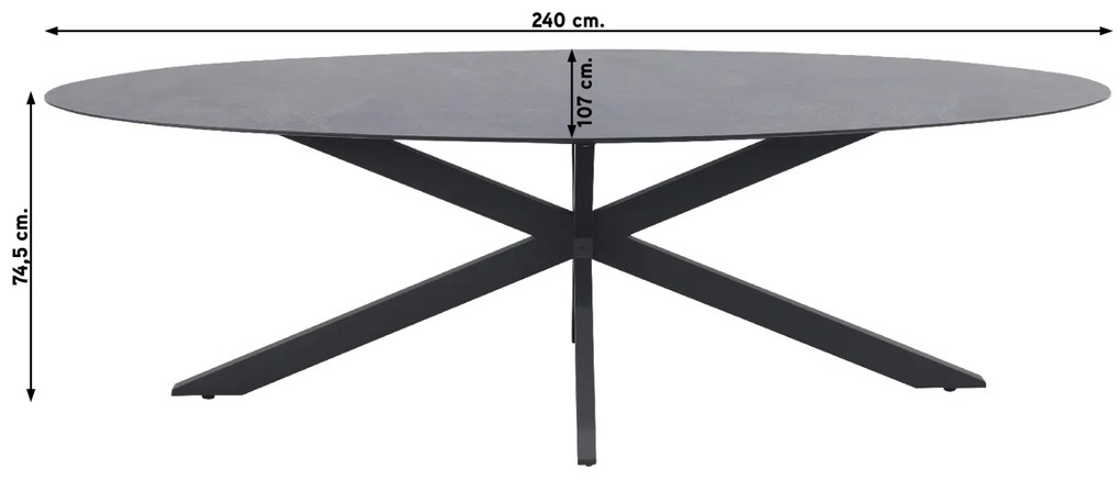 Belmond antraciet/Privada 240x107 - Ovale tuinset - 7-delig