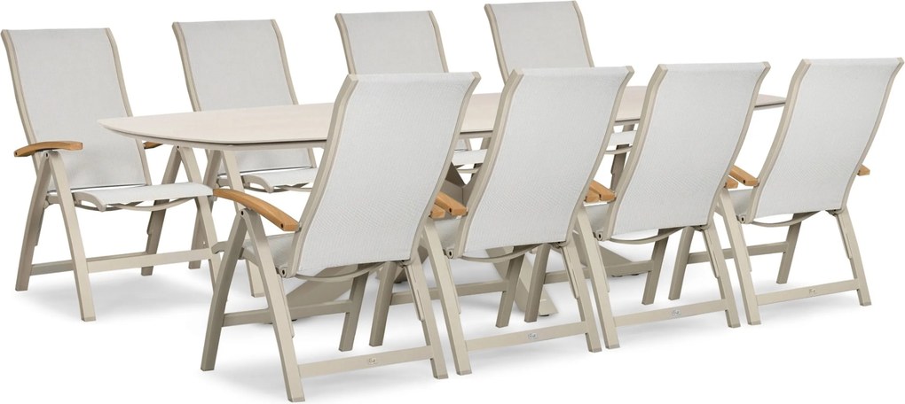 Tuinset 8 personen 300 cm Aluminium Taupe Presto Tarenta/Voyage