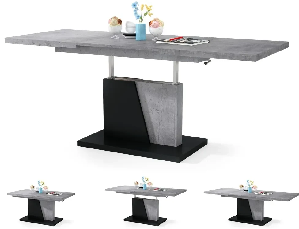 Mazzoni GRAND NOIR beton / zwart, uitschuifbare tafel