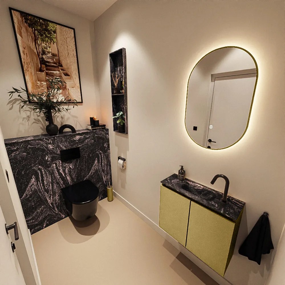 Mondiaz Ture DLux toiletmeubel 60cm oro met wastafel lava midden met kraangat