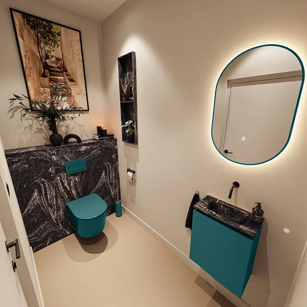 Mondiaz Ture DLux toiletmeubel 40cm smag met wastafel lava midden zonder kraangat