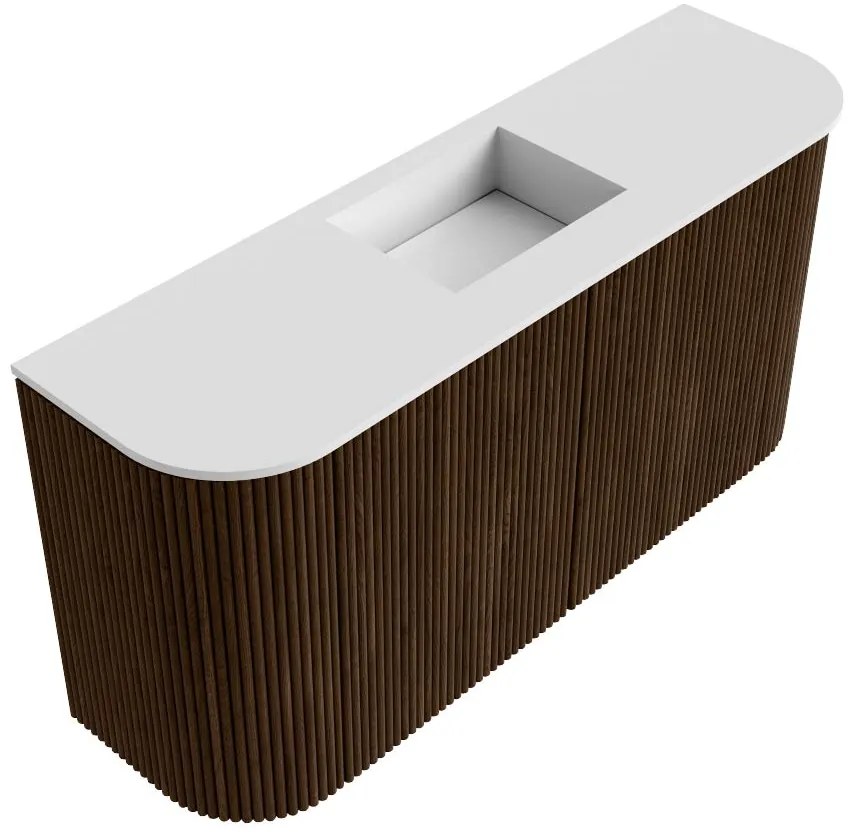 Mondiaz Joya 85cm toiletmeubel ronding links/rechts walnut met wastafel faye midden 1 kraangat talc