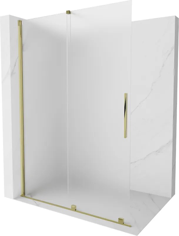 Mexen Velar schuifbare douchewand Walk-in 130 x 200 cm, ijsbloem 8 mm, goud - 871-130-000-33-50