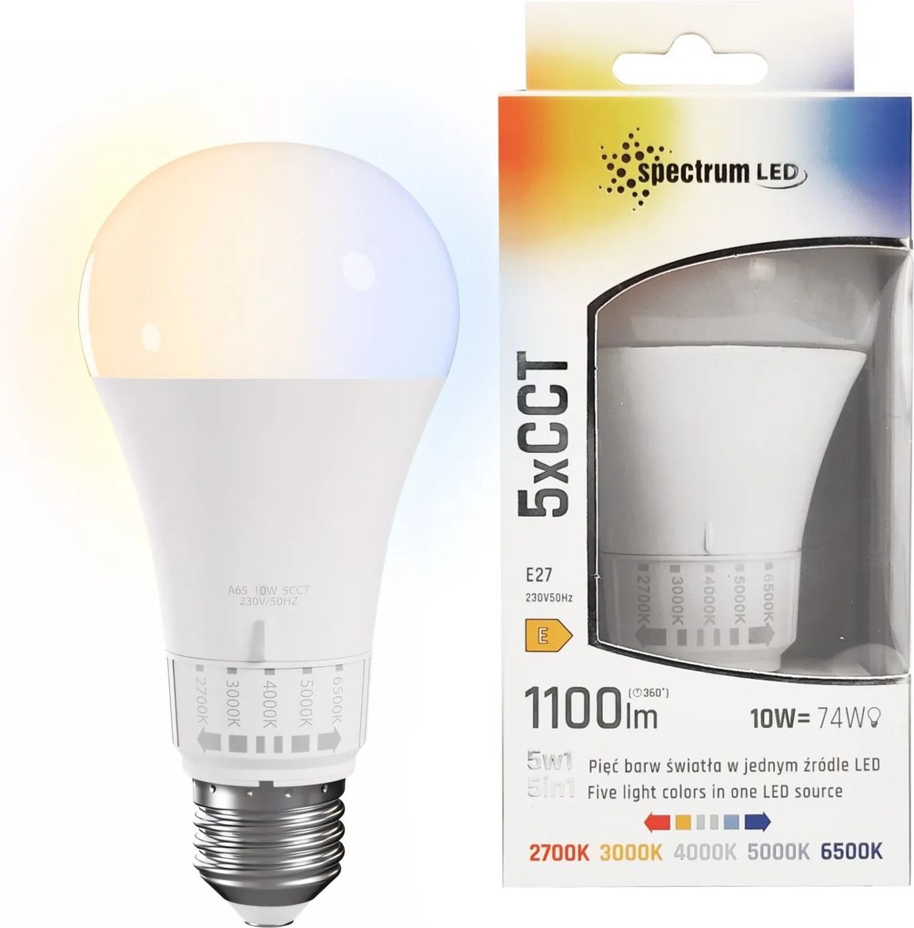 LED-lamp 5 lichtkleuren GLS E27 230V 10W 5CCT