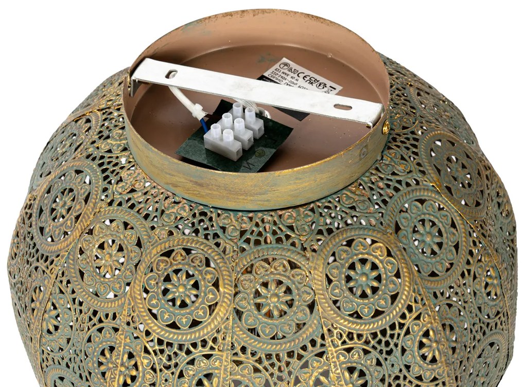 Oosterse plafondlamp goud met groen 28,5 cm - Baloo