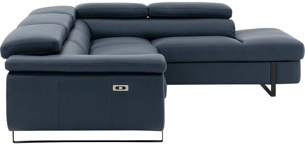 Goossens Excellent Relaxbank Lorenzo Met Verstelbare Hoofdsteunen blauw, leer, modern design