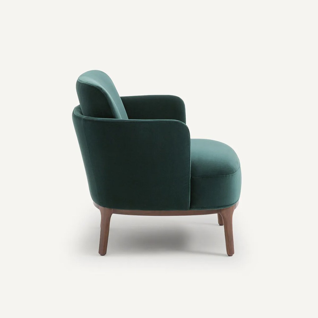 Fauteuil in massief notenhout en fluweel, Jabote