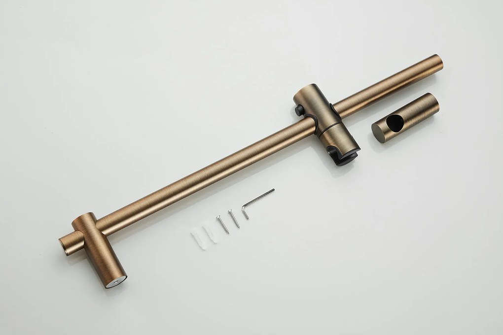 Saniclear Antique glijstangset met staafhanddouche verouderd messing