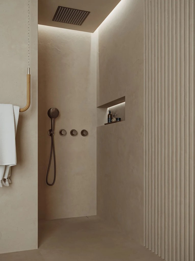 Saniclear Plus inbouw regendouche met inbouw douchekop 30x30cm en 2 standen handdouche verouderd messing