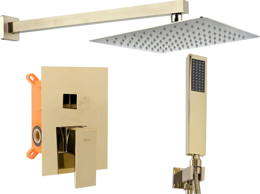Inbouw regendoucheset Rea Fenix Gold + Box