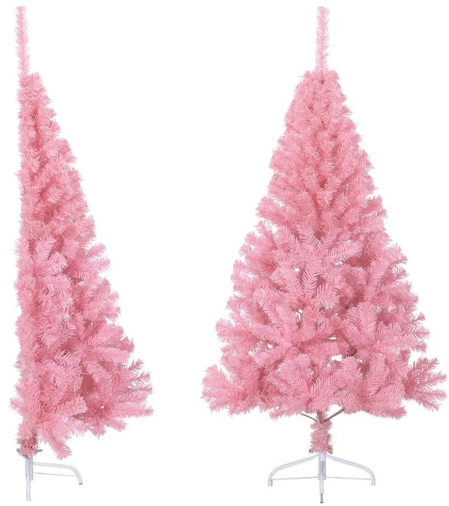 vidaXL Kunstkerstboom met standaard half 150 cm PVC roze