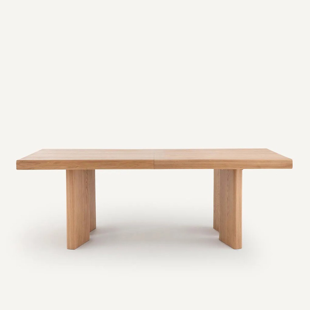 Tafel met verlengstukken in massief eik, Olaga