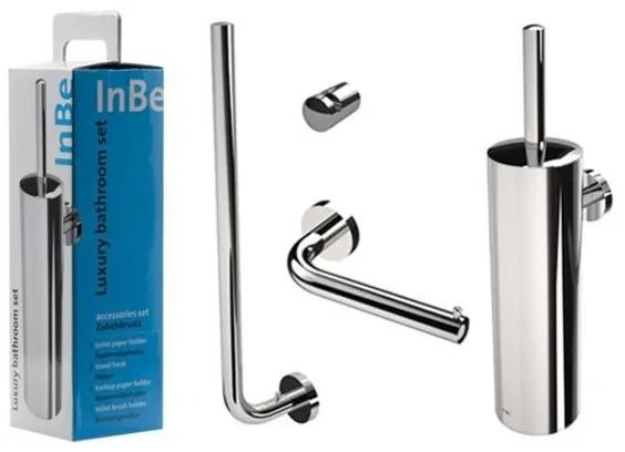 Clou InBe accessoireset bestaande uit toiletborstel toiletrolhouder reserverolhouder en kledinghaak chroom IB/09.60099.01