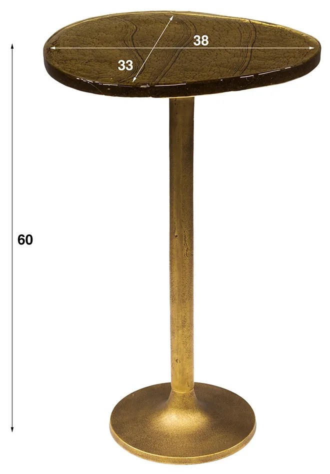 Bijzettafels Goudkleurig Glas Hoog - 38 X 33cm.