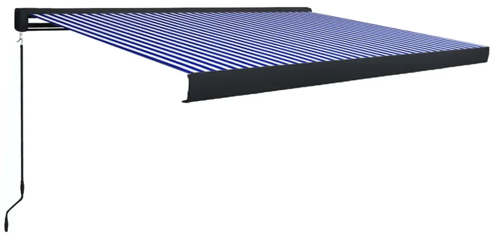 vidaXL Luifel handmatig 300x250 cm blauw en wit