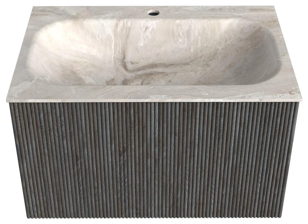 Mondiaz Kurve-dlux 70cm badmeubel shadow met 1 lade en wastafel big small midden 1 kraangat frappe