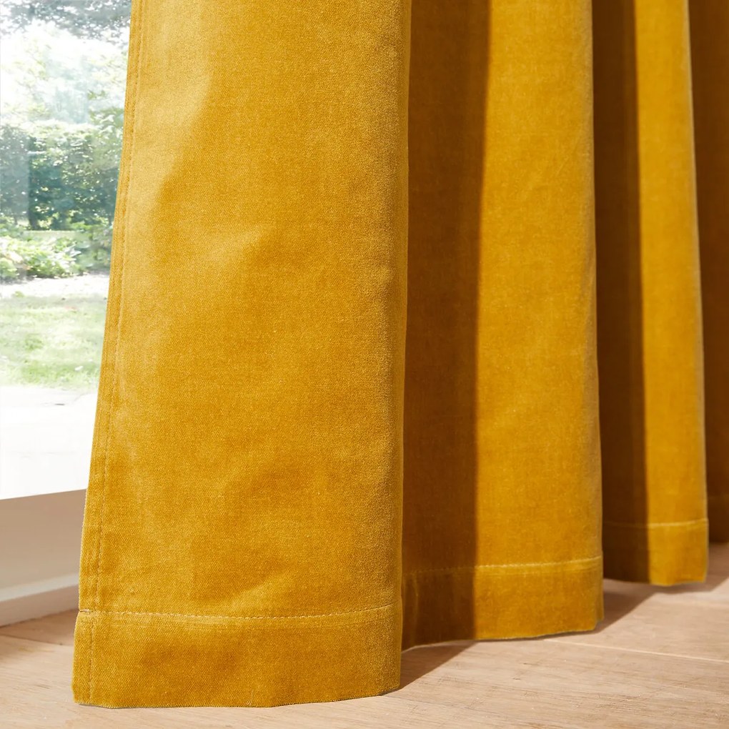 Fluwelen gordijn, met aangerimpelde bies en golf, VELVET