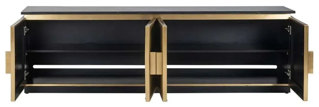 Richmond Interiors Ironville Gouden Tv-dressoir Met Ribbels - 200x45x61cm.