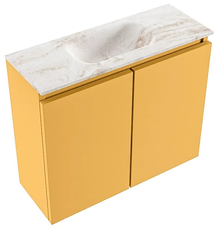 Mondiaz Ture DLux toiletmeubel 60cm ocher met wastafel frappe midden zonder kraangat