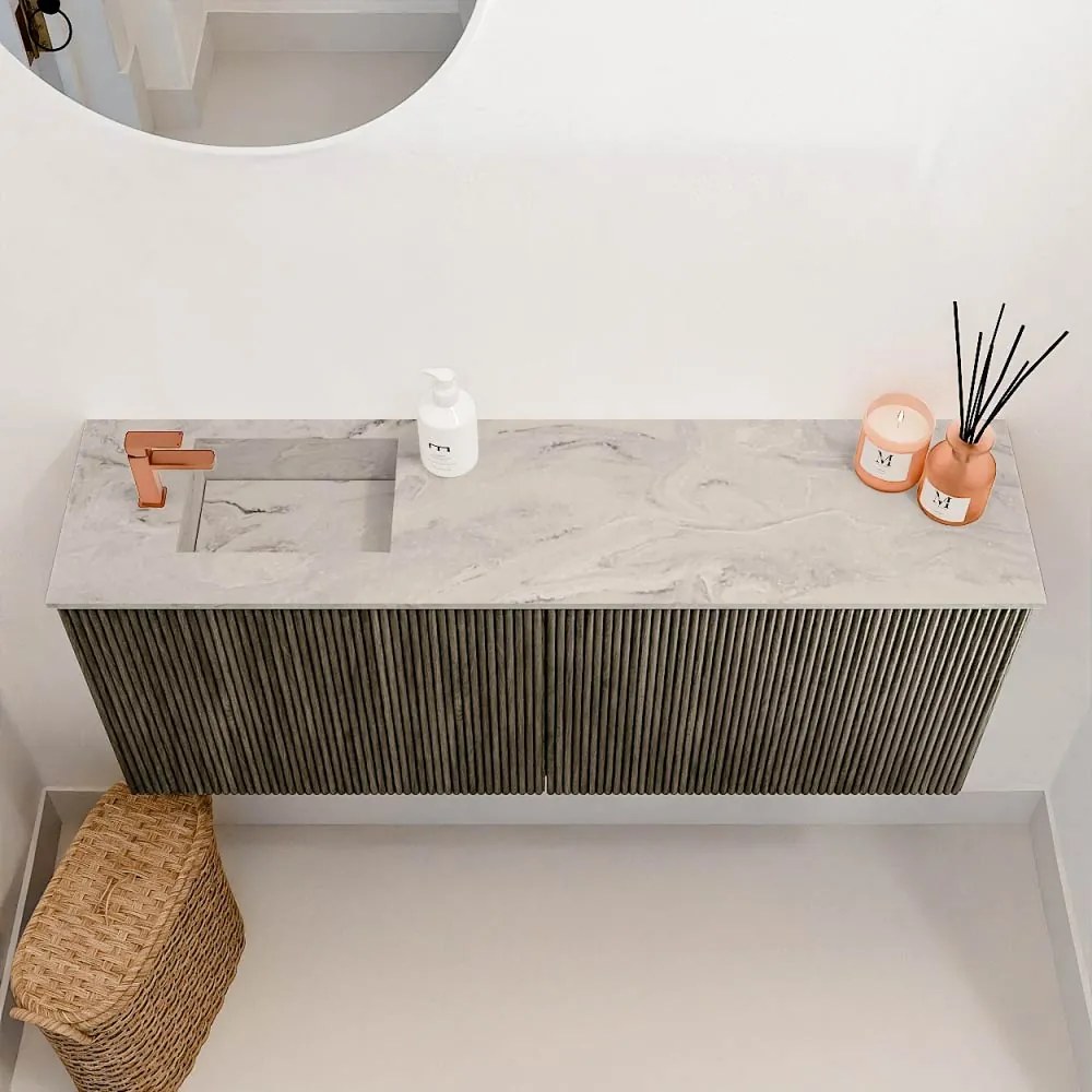 Mondiaz Joya DLux 100cm toiletmeubel shadow met wastafel faye links 1 kraangat glace