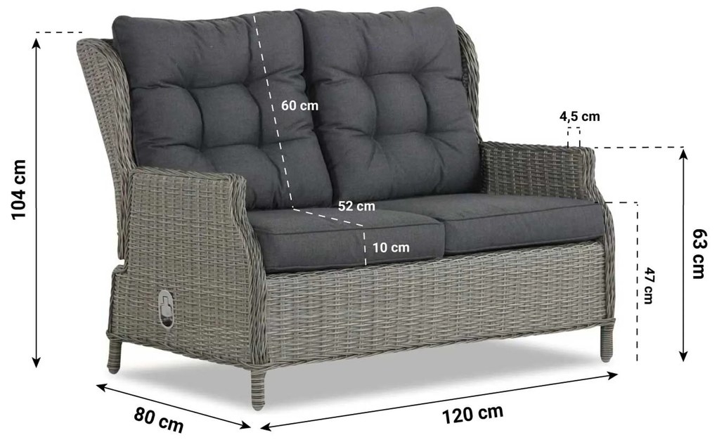 Stoel en Bank Loungeset 4 personen Wicker Grijs Garden Collections New Castle