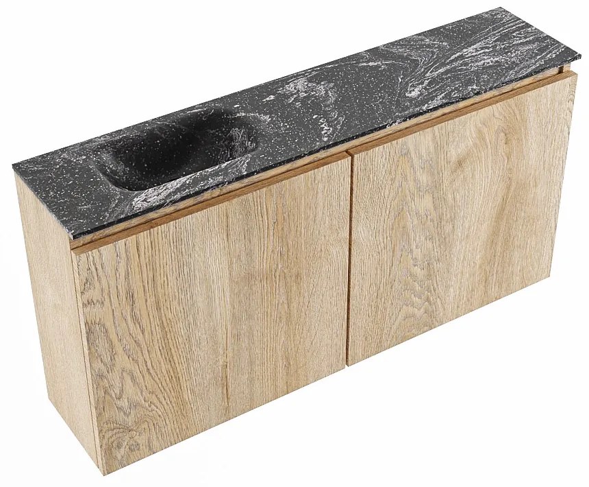 Mondiaz Ture DLux toiletmeubel 100cm washed oak met wastafel lava links zonder kraangat