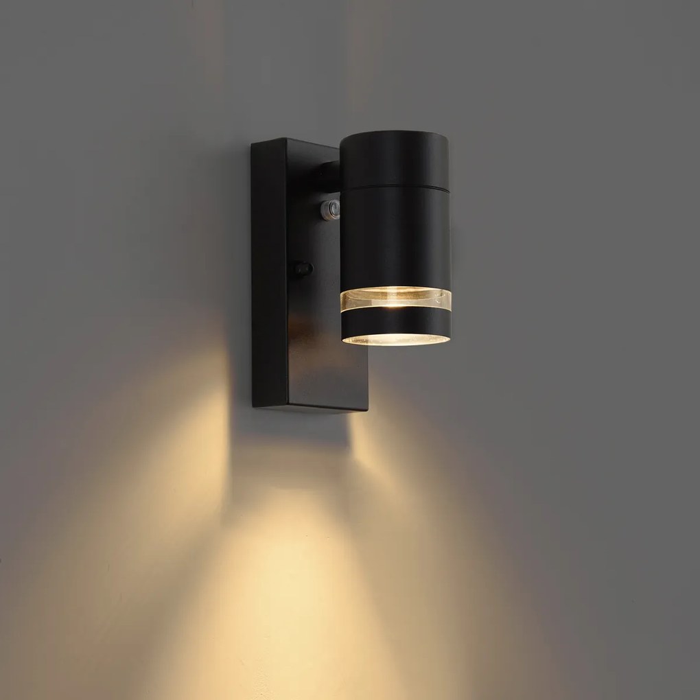 Moderne buiten wandlamp zwart IP44 met schemersensor - Ensam