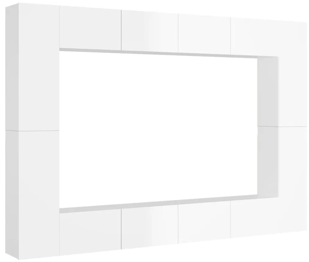 vidaXL 8-delige Tv-meubelset spaanplaat hoogglans wit